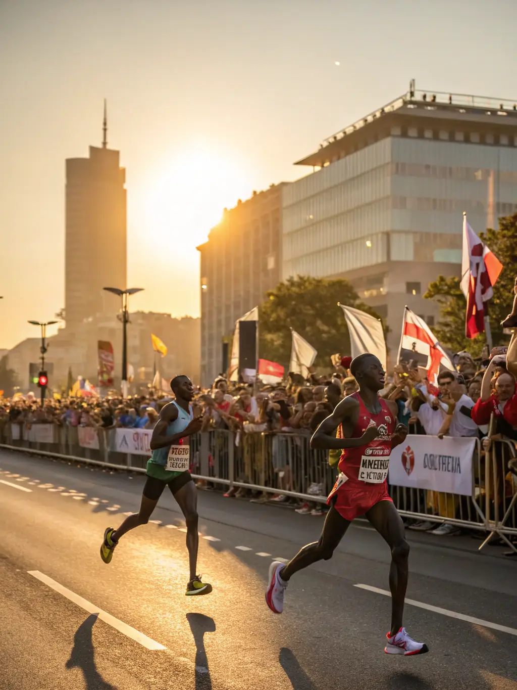 A dynamic image of a local marathon event organized by RED WOLF 23, showcasing runners of all ages and abilities participating with enthusiasm.